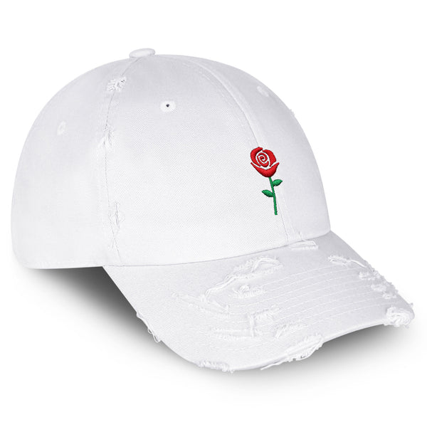 Rose Vintage Dad Hat Frayed Embroidered Cap Flower