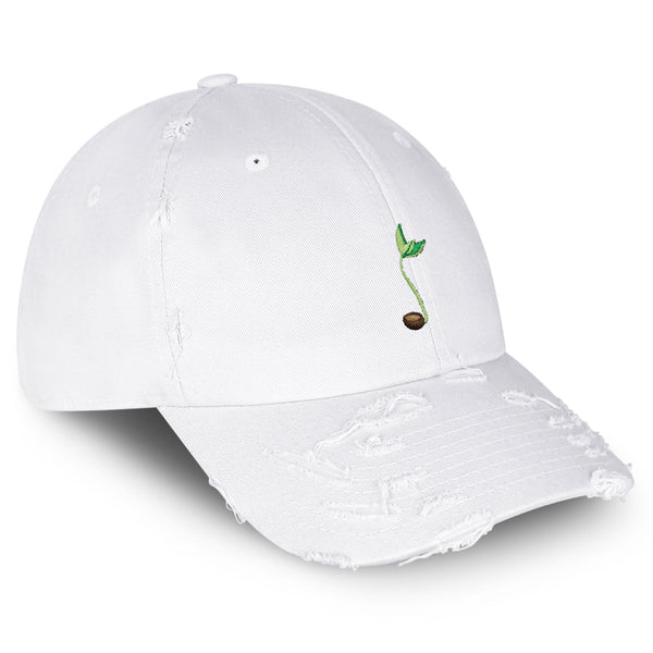 Bean Sprouts Vintage Dad Hat Frayed Embroidered Cap Plant