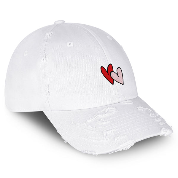 Heart Vintage Dad Hat Frayed Embroidered Cap Cute