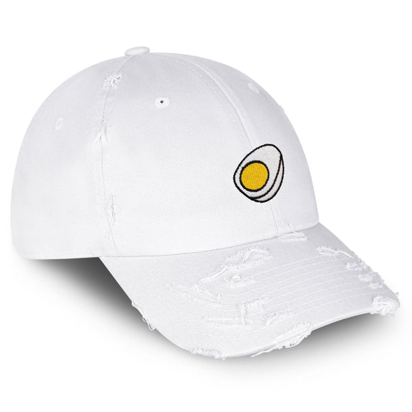 Hard Boiled Egg Vintage Dad Hat Frayed Embroidered Cap Foodie