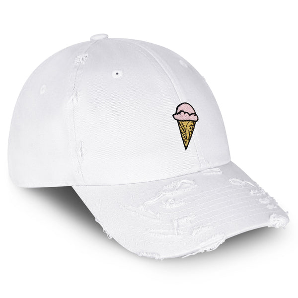 Ice Cream Vintage Dad Hat Frayed Embroidered Cap Foodie