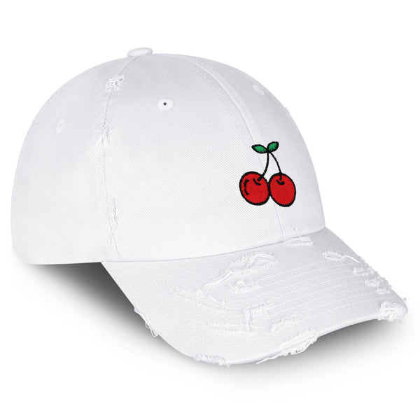 Cherries Vintage Dad Hat Frayed Embroidered Cap Fruit