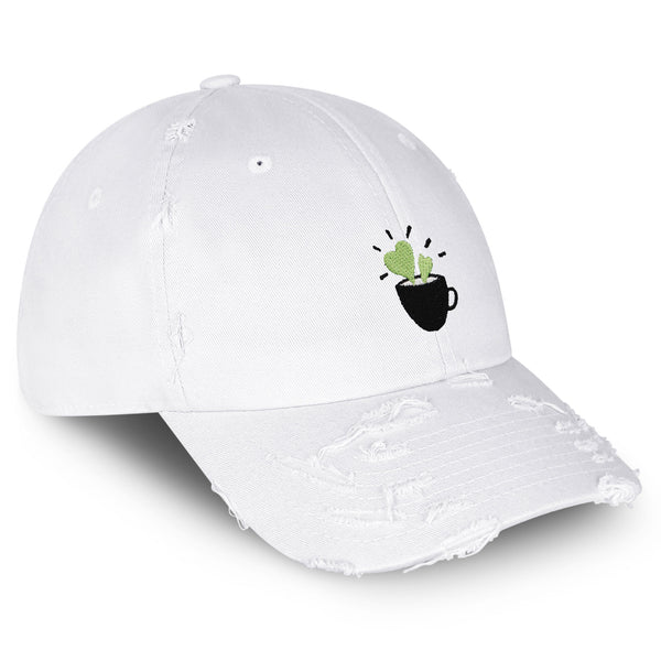 Plant in Mug Vintage Dad Hat Frayed Embroidered Cap Plant