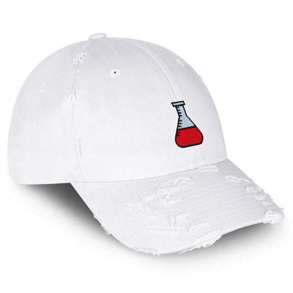 Erlenmeyer Flask Vintage Dad Hat Frayed Embroidered Cap Science