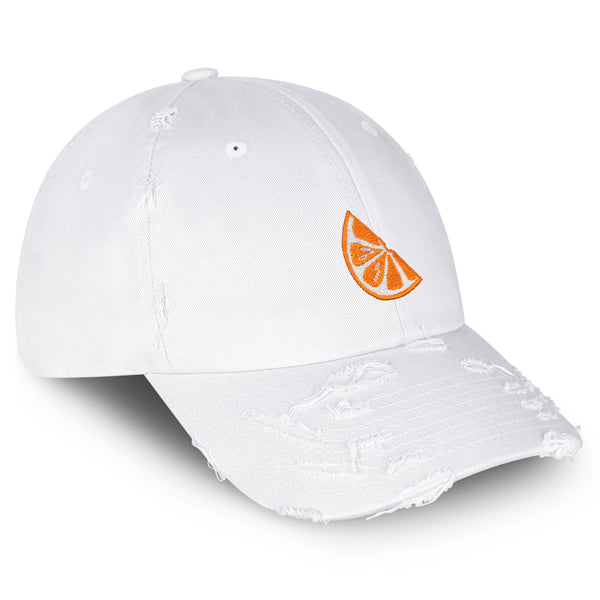 Orange Slice Vintage Dad Hat Frayed Embroidered Cap Fruit