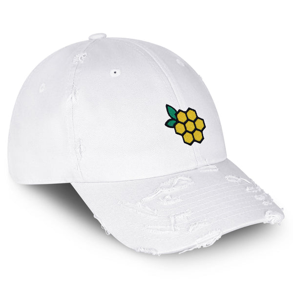 Honeycomb Vintage Dad Hat Frayed Embroidered Cap Honey Logo