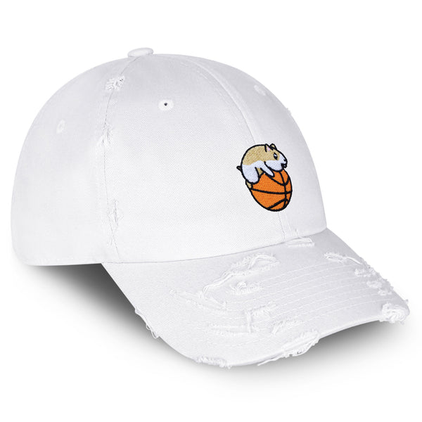 Hamster Ball Vintage Dad Hat Frayed Embroidered Cap Basketball