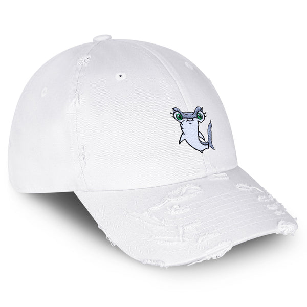 Hammerhead Shark Vintage Dad Hat Frayed Embroidered Cap Cute Fish