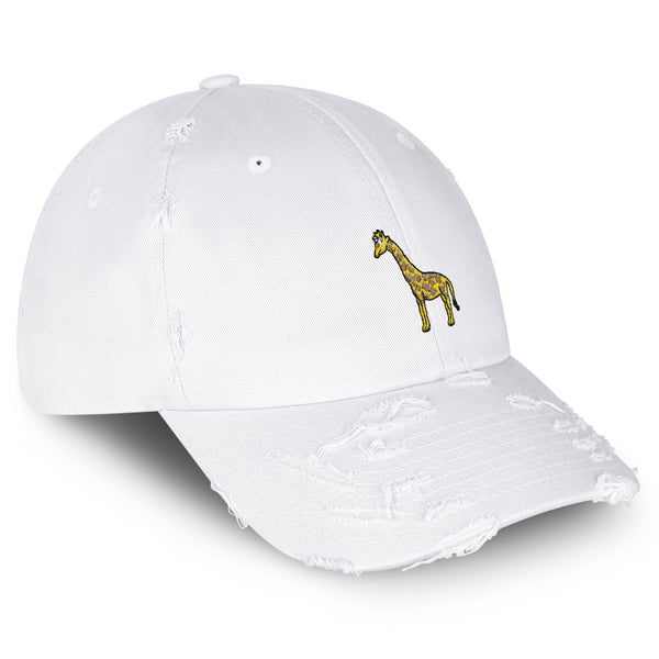 Giraffe Vintage Dad Hat Frayed Embroidered Cap Africa Zoo