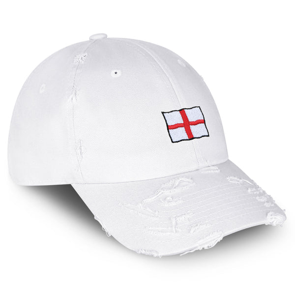 England Flag Vintage Dad Hat Frayed Embroidered Cap Fluttering