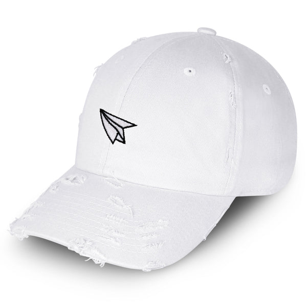 Paper Airplane Vintage Dad Hat Frayed Embroidered Cap Plane Sky