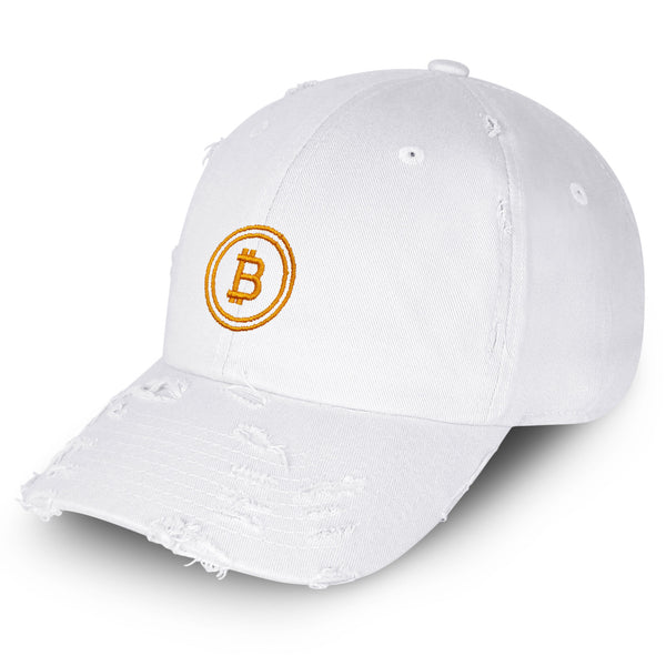 Bitcoin Vintage Dad Hat Frayed Embroidered Cap Cryptocurrency