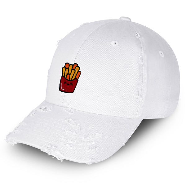 Smiling French Fries Vintage Dad Hat Frayed Embroidered Cap Chips Fast Food