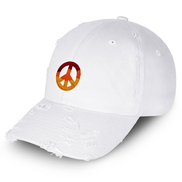 Peace Symbol Vintage Dad Hat Frayed Embroidered Cap Hippie Logo