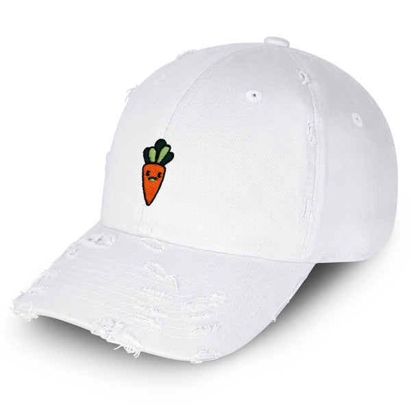 Smiling Carrot Vintage Dad Hat Frayed Embroidered Cap Vegetable Vegan