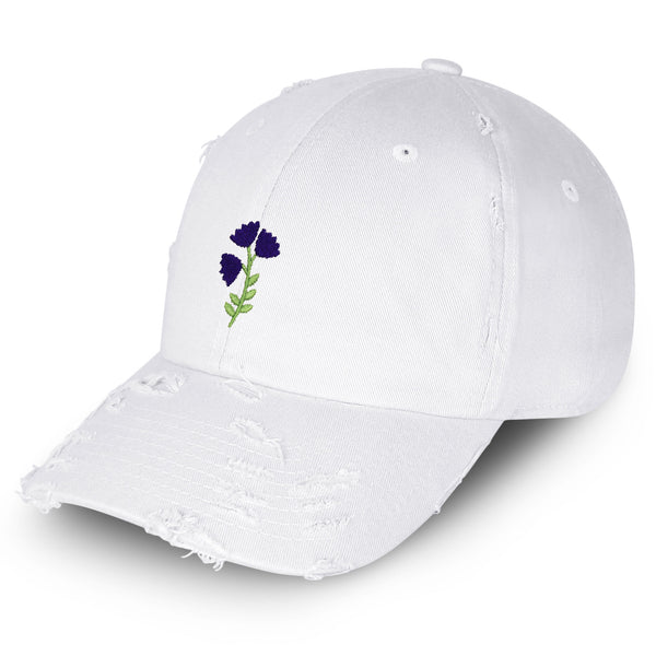 Purple flower Vintage Dad Hat Frayed Embroidered Cap Purple Floral