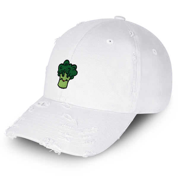 Broccoli Vintage Dad Hat Frayed Embroidered Cap Vegan Vegetable