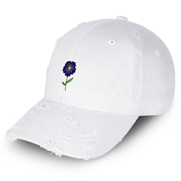 Flower Vintage Dad Hat Frayed Embroidered Cap Floral Purple