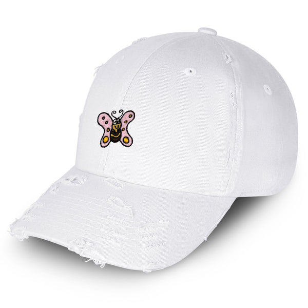 Jackson the Butterfly Vintage Dad Hat Frayed Embroidered Cap Insect Character