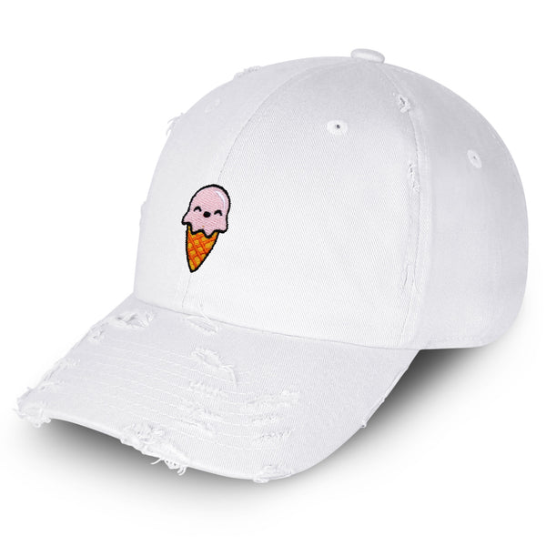 Ice Cream Vintage Dad Hat Frayed Embroidered Cap Summer Kids