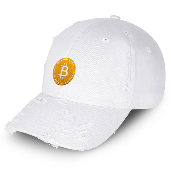 Bitcoin Vintage Dad Hat Frayed Embroidered Cap Cryptocurrency Investing