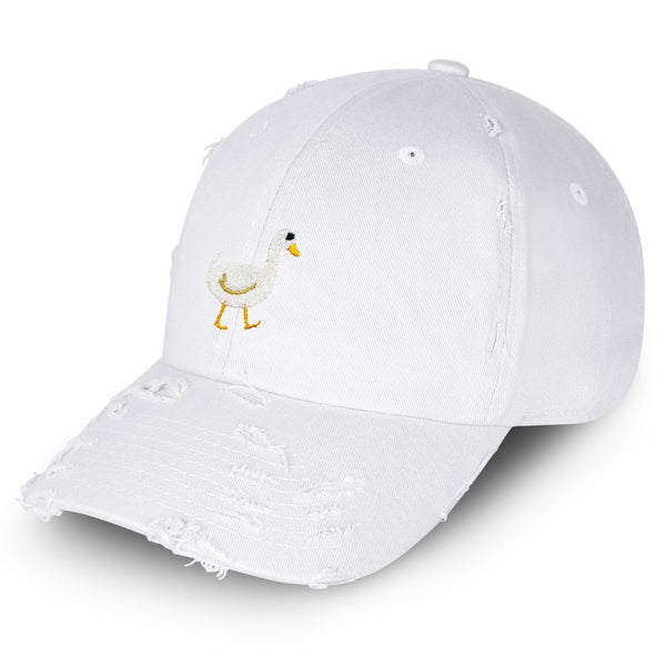 Duck Vintage Dad Hat Frayed Embroidered Cap Bird Lake