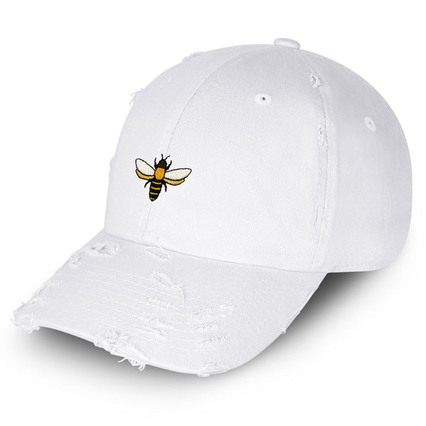 Bee Vintage Dad Hat Frayed Embroidered Cap Insect Honey