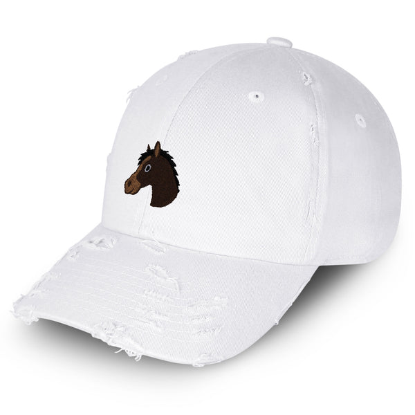 Horse Head Vintage Dad Hat Frayed Embroidered Cap Cowboy Zoo