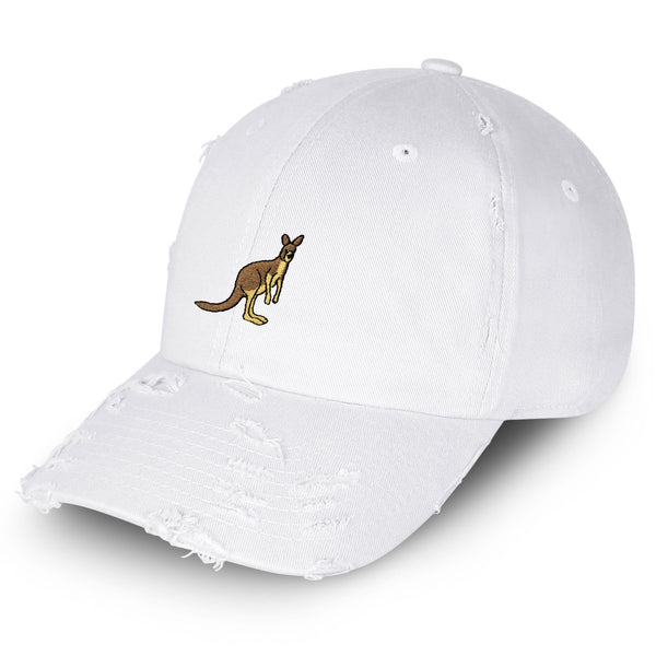 Kangaroo Vintage Dad Hat Frayed Embroidered Cap Australia Animal