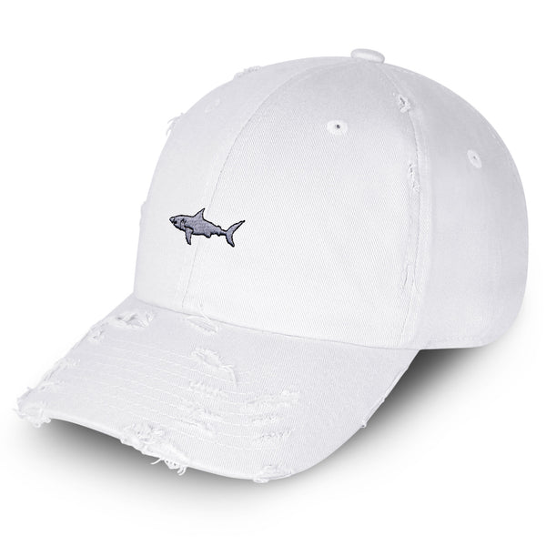 Shark Vintage Dad Hat Frayed Embroidered Cap Ocean