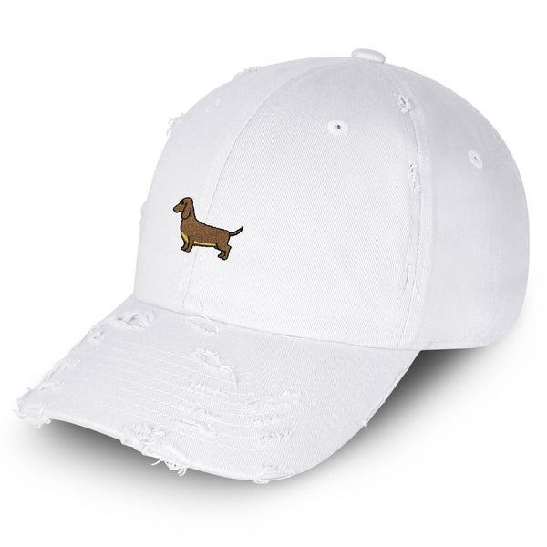 Dachshund Vintage Dad Hat Frayed Embroidered Cap Puppy Dog