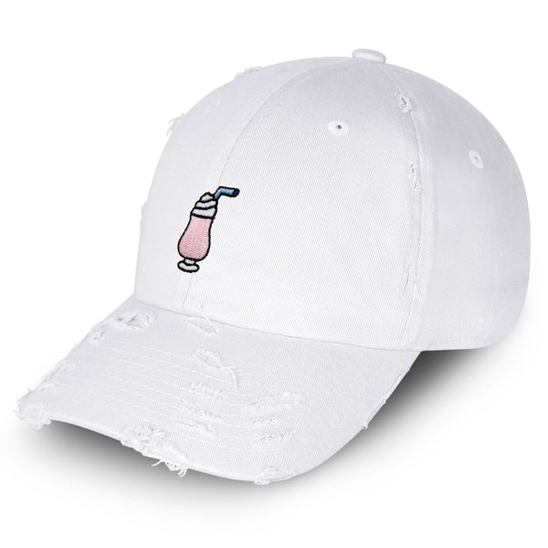 Milkshake Vintage Dad Hat Frayed Embroidered Cap Dessert