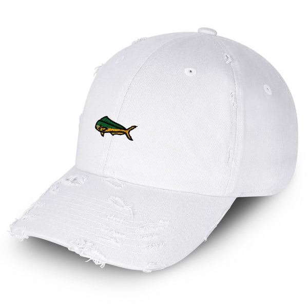 Mahi-Mahi Fish Vintage Dad Hat Frayed Embroidered Cap Fishing Ocean