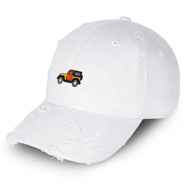 Offroad SUV Vintage Dad Hat Frayed Embroidered Cap 4WD