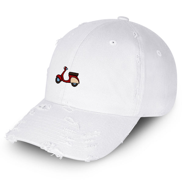 Scooter Vintage Dad Hat Frayed Embroidered Cap Motorcycle