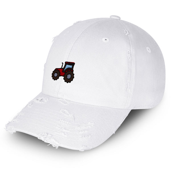 Tractor Vintage Dad Hat Frayed Embroidered Cap Construction Farm