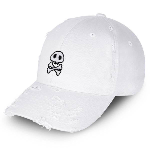 Skull Vintage Dad Hat Frayed Embroidered Cap Cute Skull