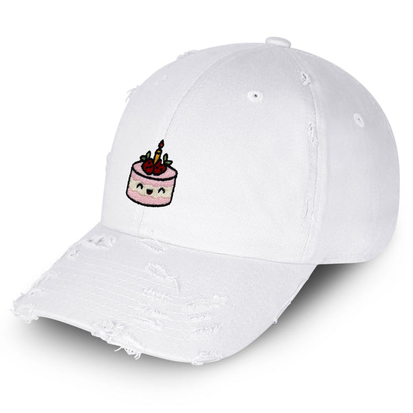 Cake Vintage Dad Hat Frayed Embroidered Cap Birthday Foodie