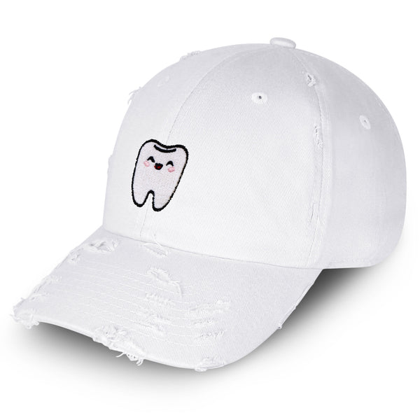 Tooth Vintage Dad Hat Frayed Embroidered Cap Dentist Dental