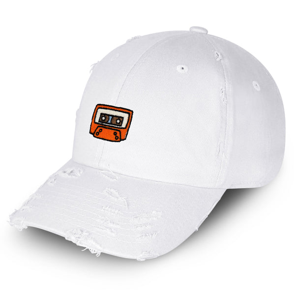 Cassette Vintage Dad Hat Frayed Embroidered Cap Retro Cassette Player, Music