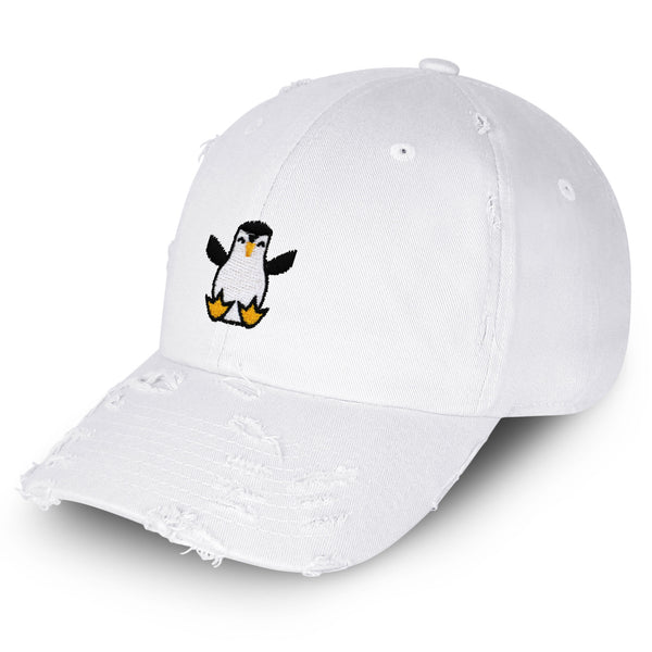 Penguin Vintage Dad Hat Frayed Embroidered Cap Snow Animal