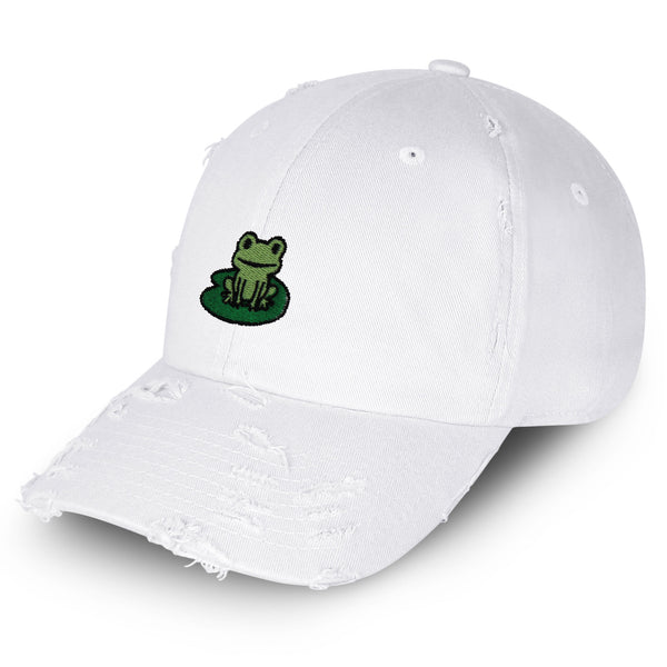 Frog Vintage Dad Hat Frayed Embroidered Cap Frog Pond, Frog