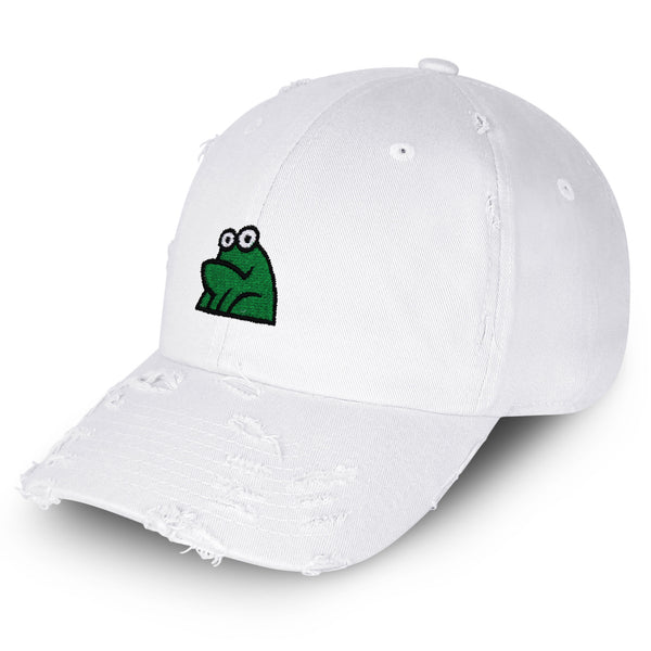 Frog Vintage Dad Hat Frayed Embroidered Cap Funny