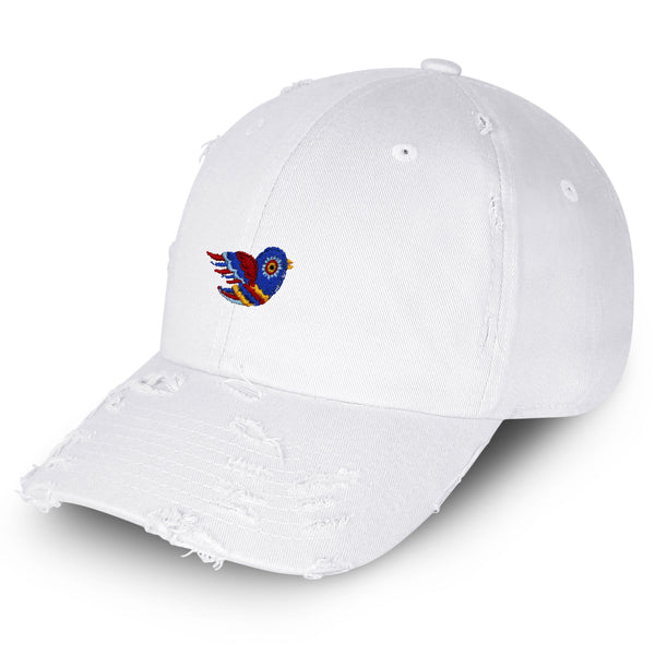 Colorful Mexican Bird Vintage Dad Hat Frayed Embroidered Cap Traditional Mexico