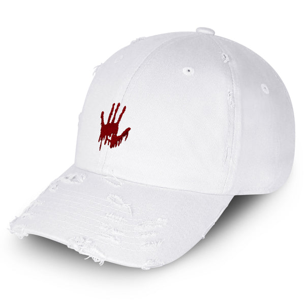 Bloody Hand Vintage Dad Hat Frayed Embroidered Cap Horror