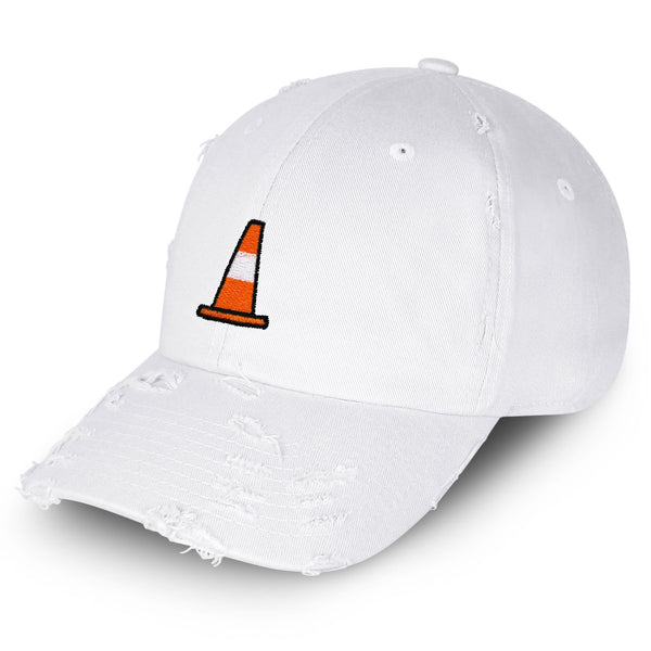 Safety Cone Vintage Dad Hat Frayed Embroidered Cap Construction