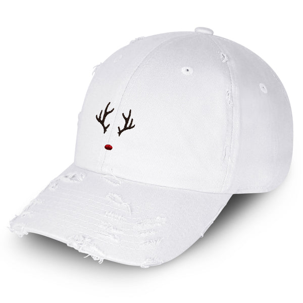 Rudolph Vintage Dad Hat Frayed Embroidered Cap Christmas Deer