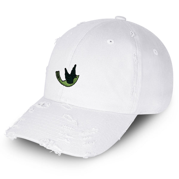 Green Bird Vintage Dad Hat Frayed Embroidered Cap Nature Animal