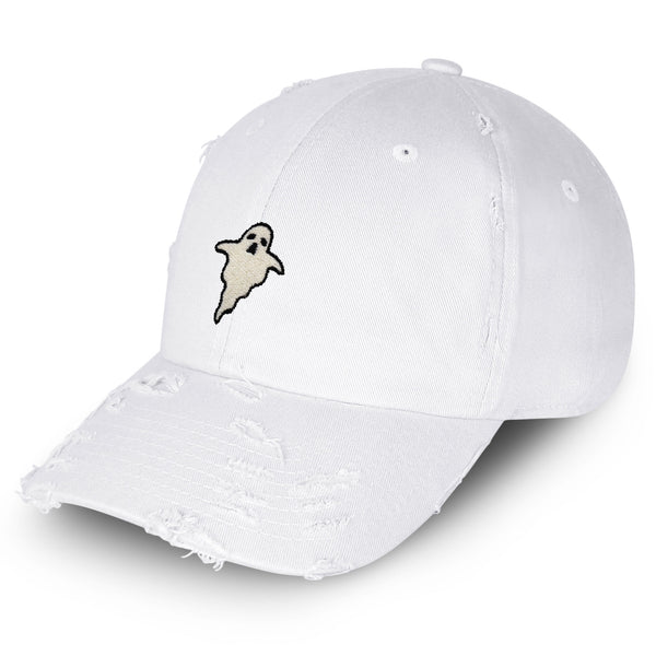 Ghost Vintage Dad Hat Frayed Embroidered Cap Halloween