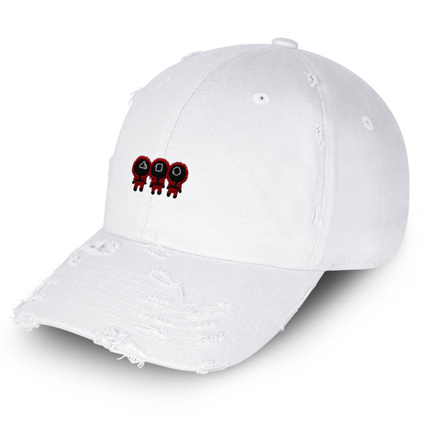 Squid Character Vintage Dad Hat Frayed Embroidered Cap Game Red Uniform